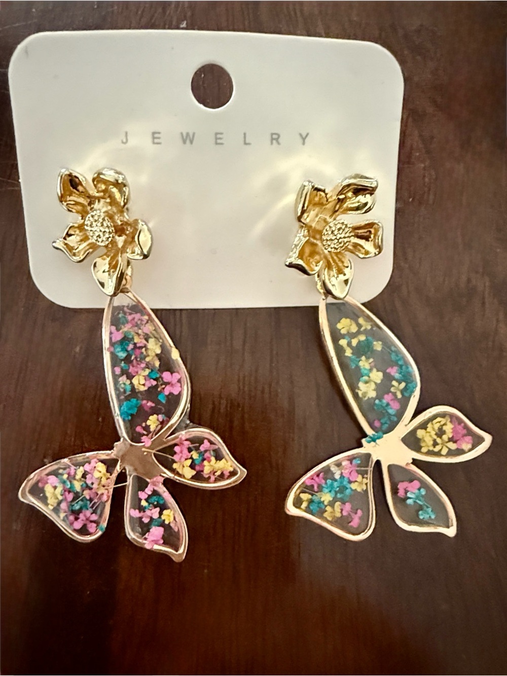 Trendy Mutlicolor Epoxy Resin Butterfly Earrings, Fashionable and Lightweight